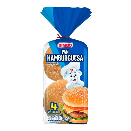 Pan Hamburguesa Bimbo 4 Unidades 210 Gr