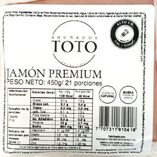 Jamón Toto Premium 450 gr