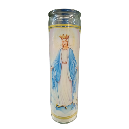 Velón San Jorge Medalla Milagrosa Vidrio